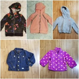 Toddler girls five (5) jacket bundle 18mths